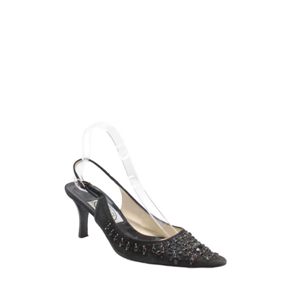 Emma Hope Womens Embellished Buckled Slingback High Heels Black Size 8